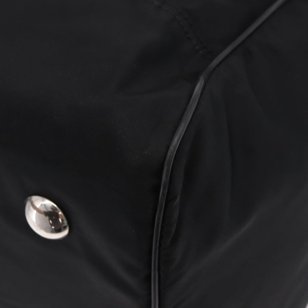 PRADA Boston Bag Nylon 2way Black Silver Auth 205032