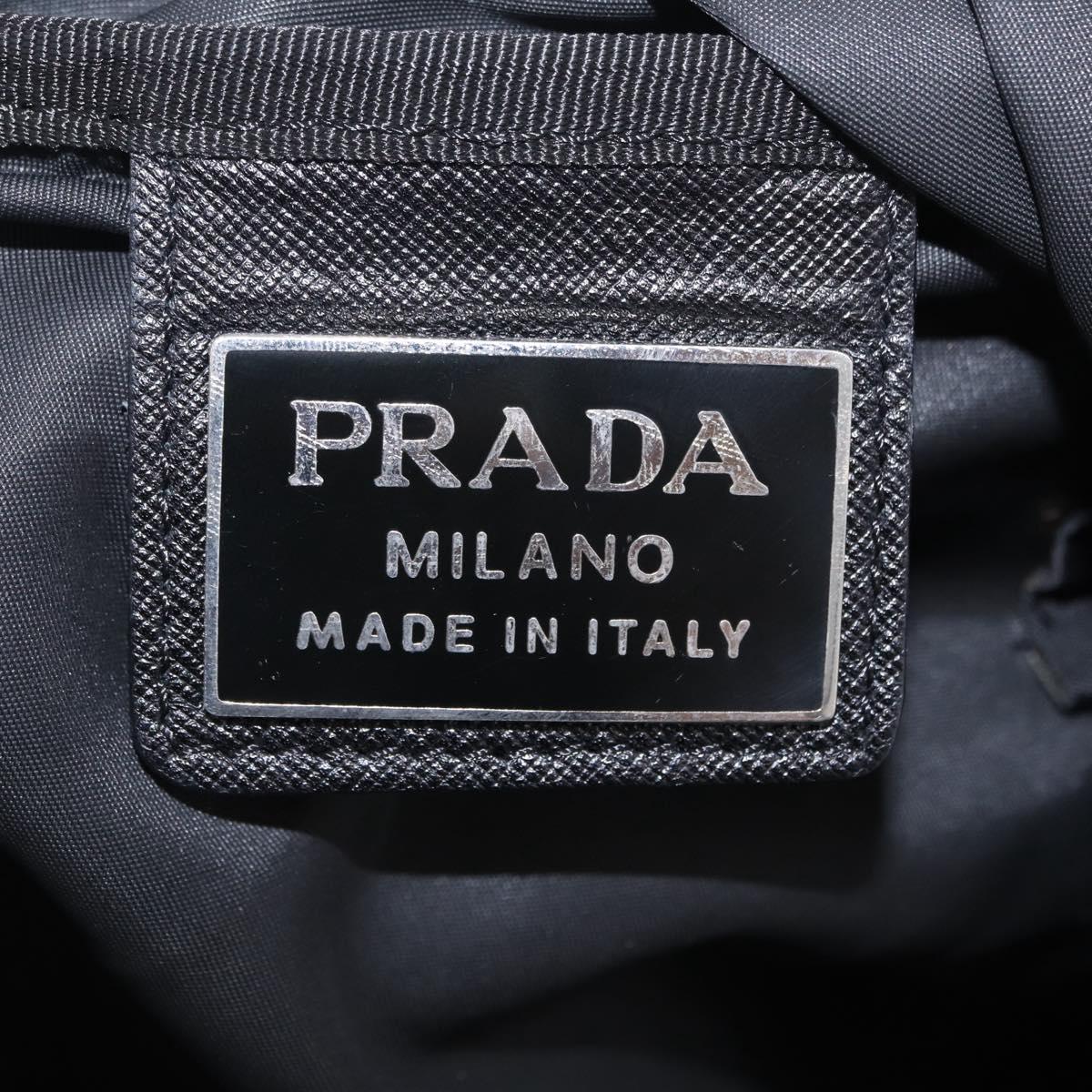 PRADA Boston Bag Nylon 2way Black Silver Auth 205032