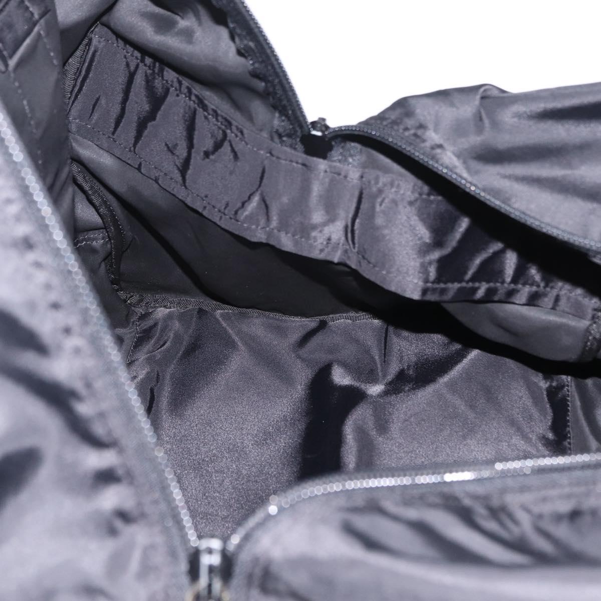 PRADA Boston Bag Nylon 2way Black Silver Auth 205032