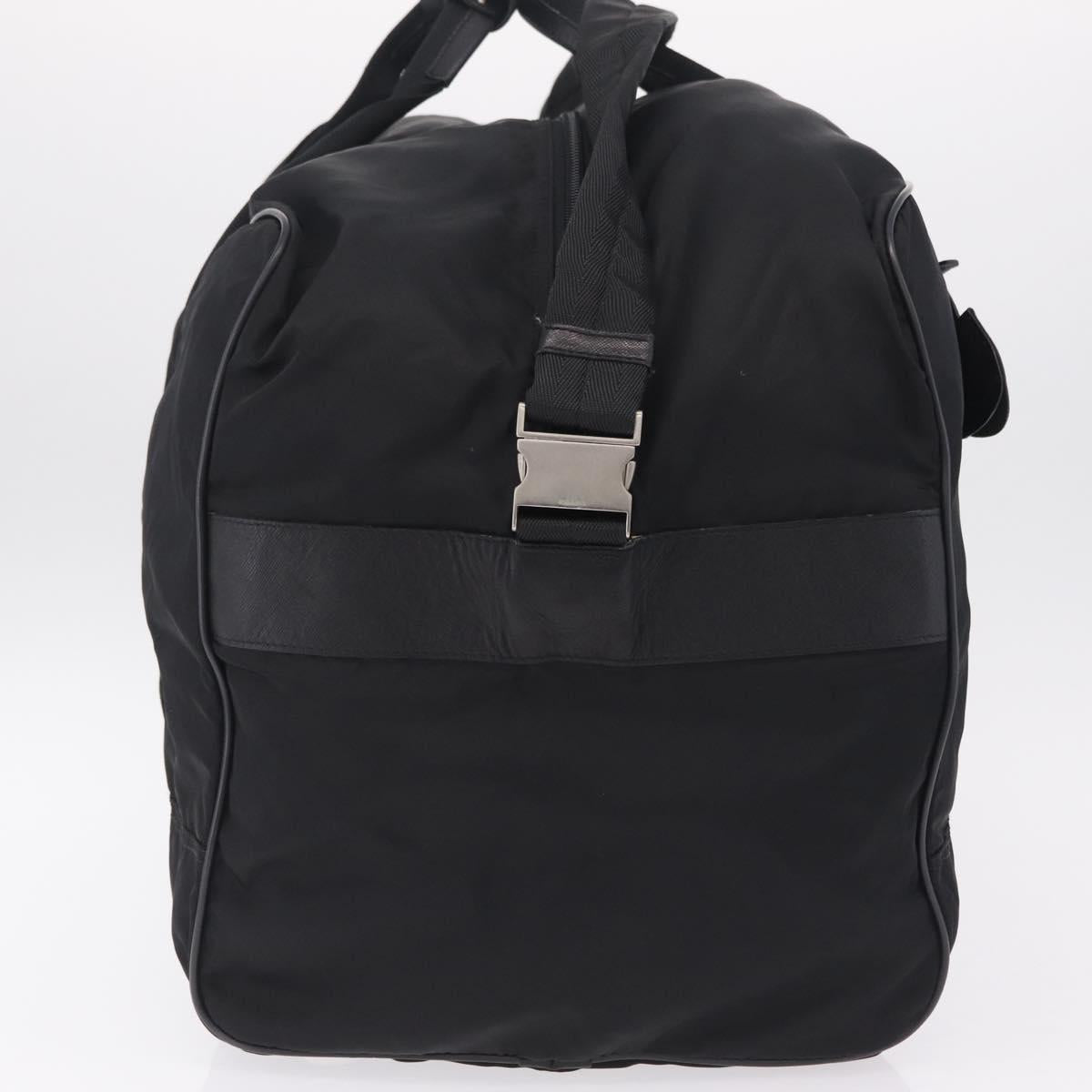 PRADA Boston Bag Nylon 2way Black Silver Auth 205032