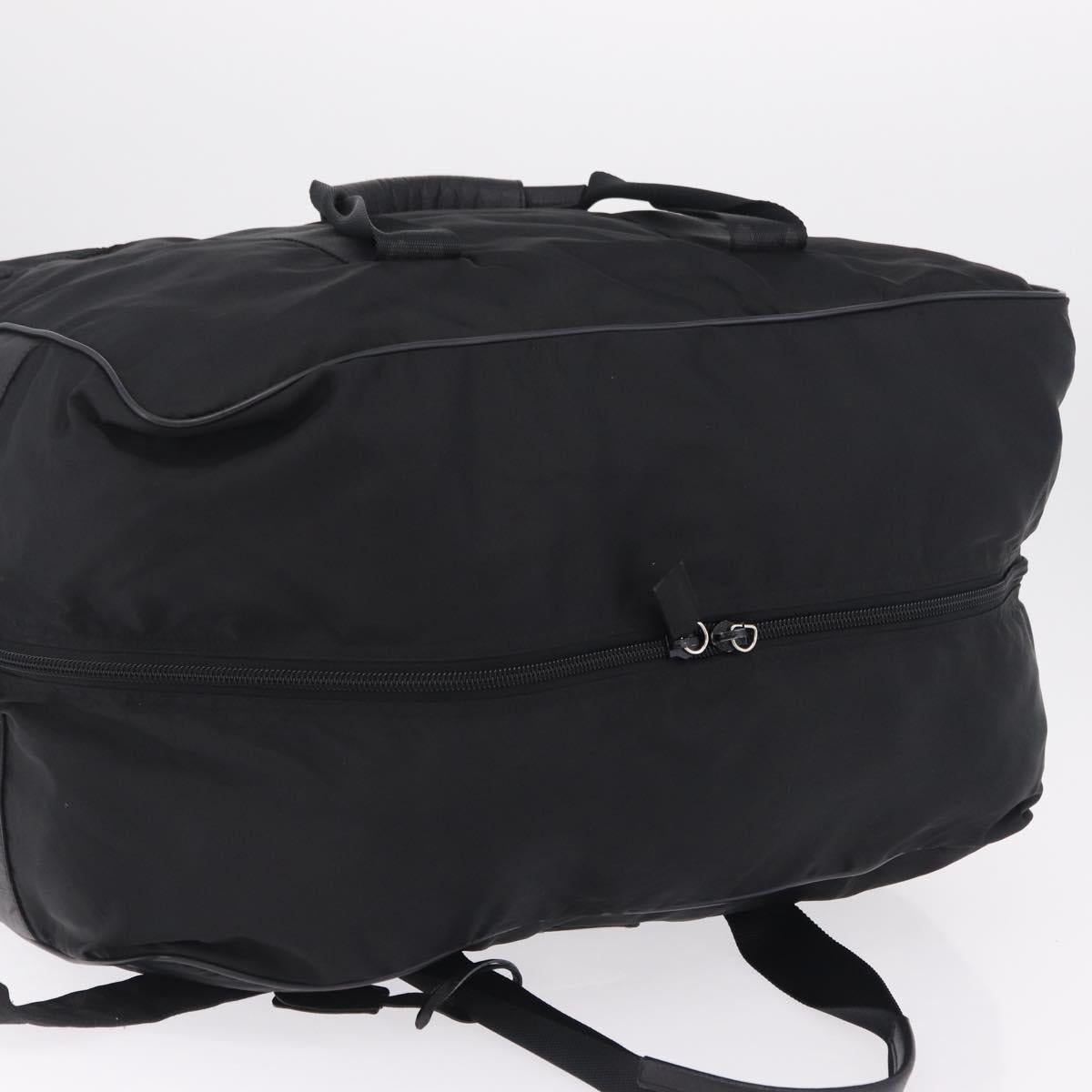 PRADA Boston Bag Nylon 2way Black Silver Auth 205032