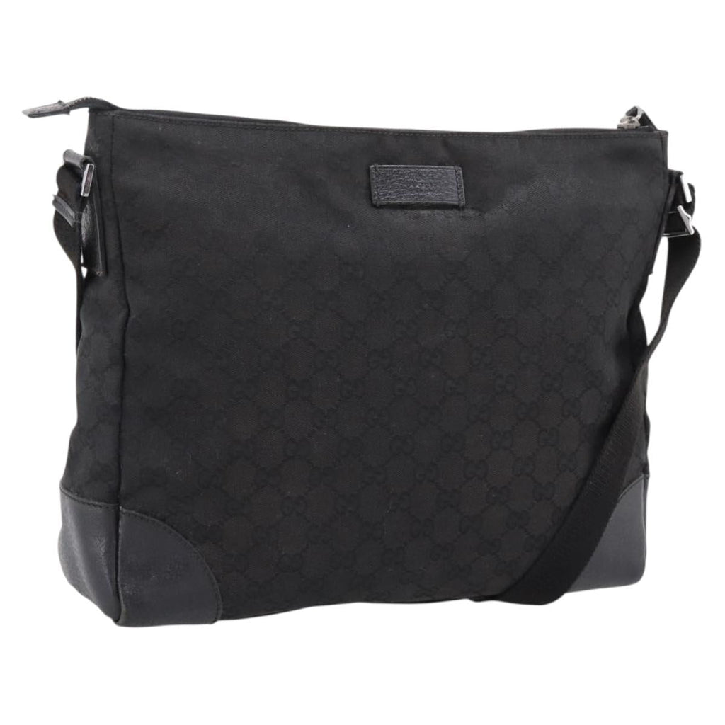 GUCCI GG Canvas Shoulder Bag Black Silver 110054 Auth 205037