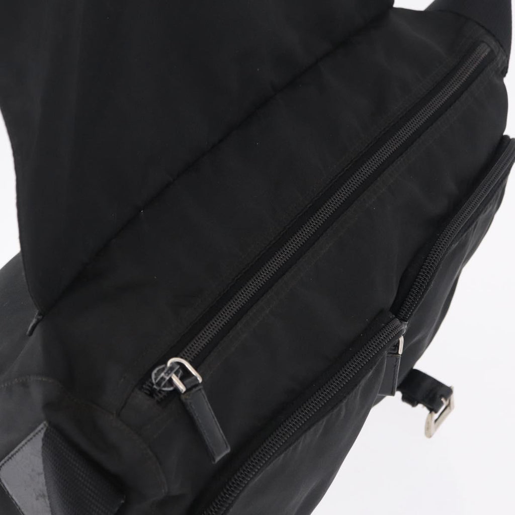 PRADA Shoulder Bag Nylon Black Silver Auth 205048
