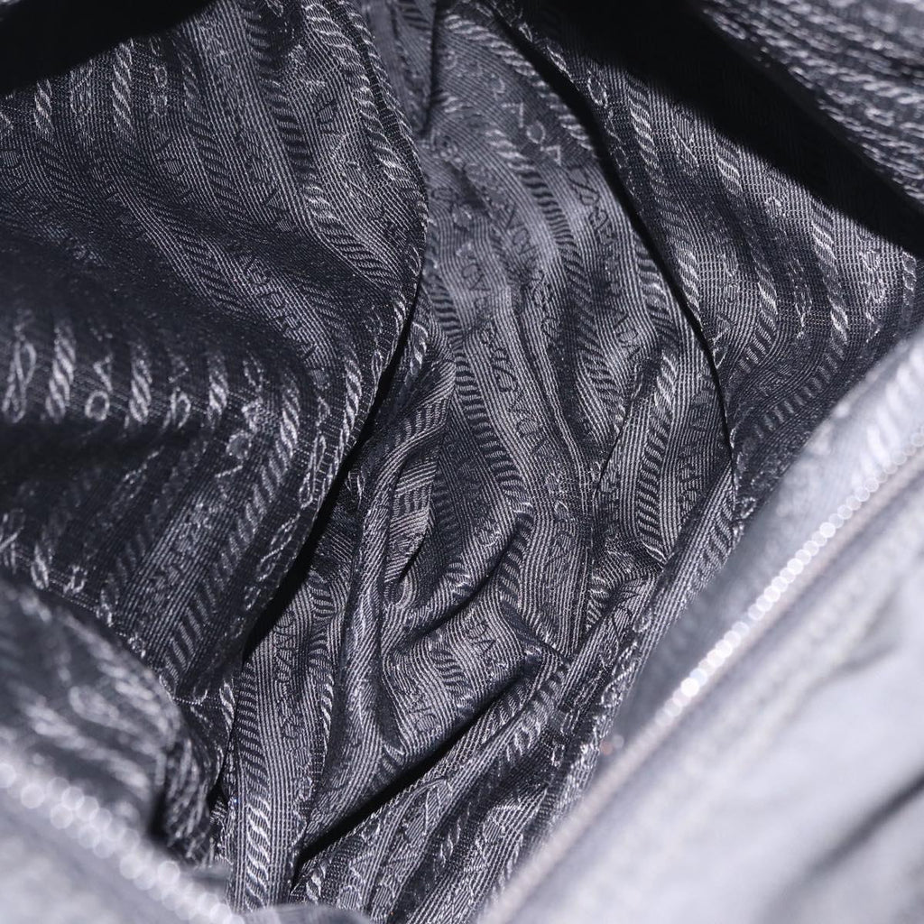 PRADA Shoulder Bag Nylon Black Silver Auth 205048
