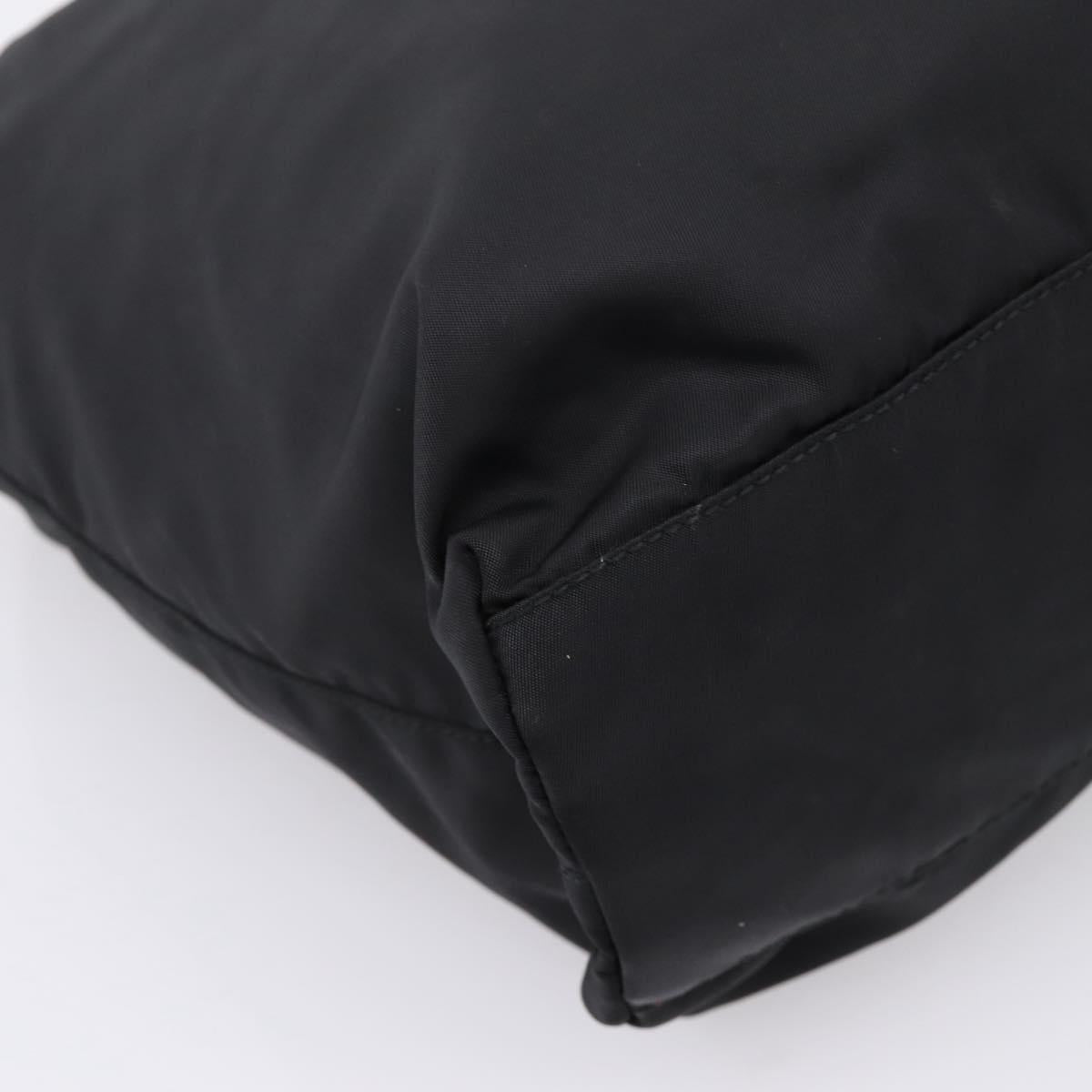 PRADA Hand Bag Nylon Black Silver Auth 205057