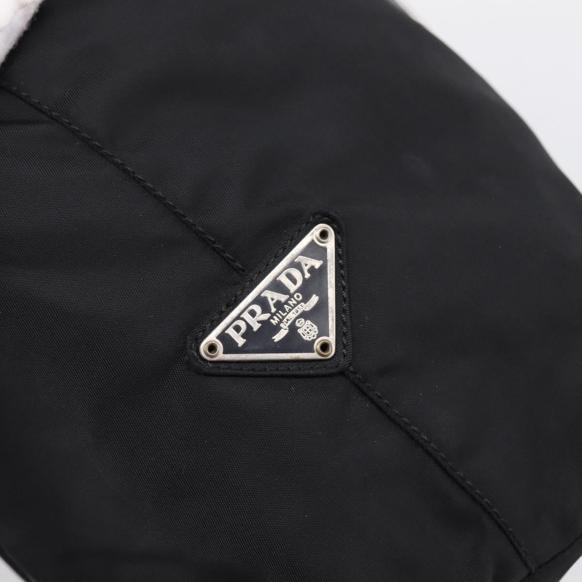 PRADA Hand Bag Nylon Black Silver Auth 205057