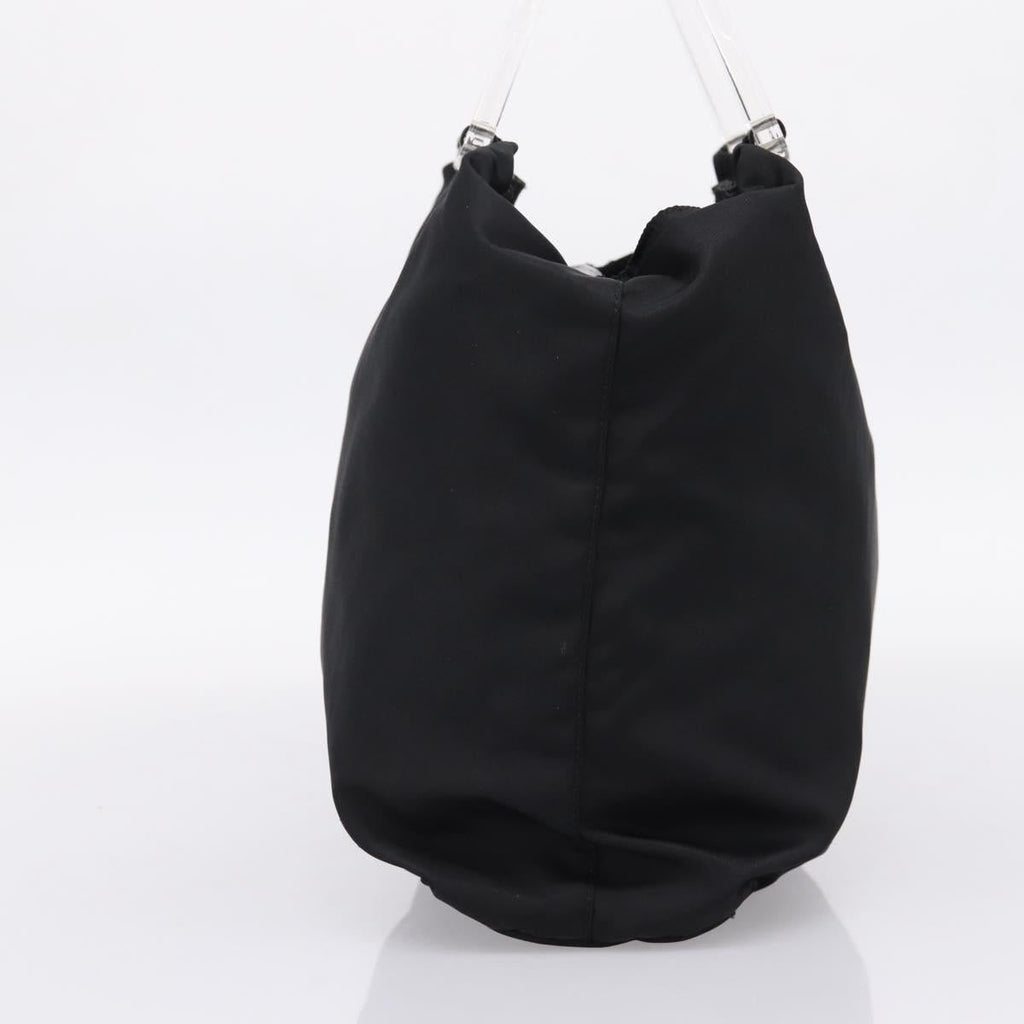 PRADA Hand Bag Nylon Black Silver Auth 205057