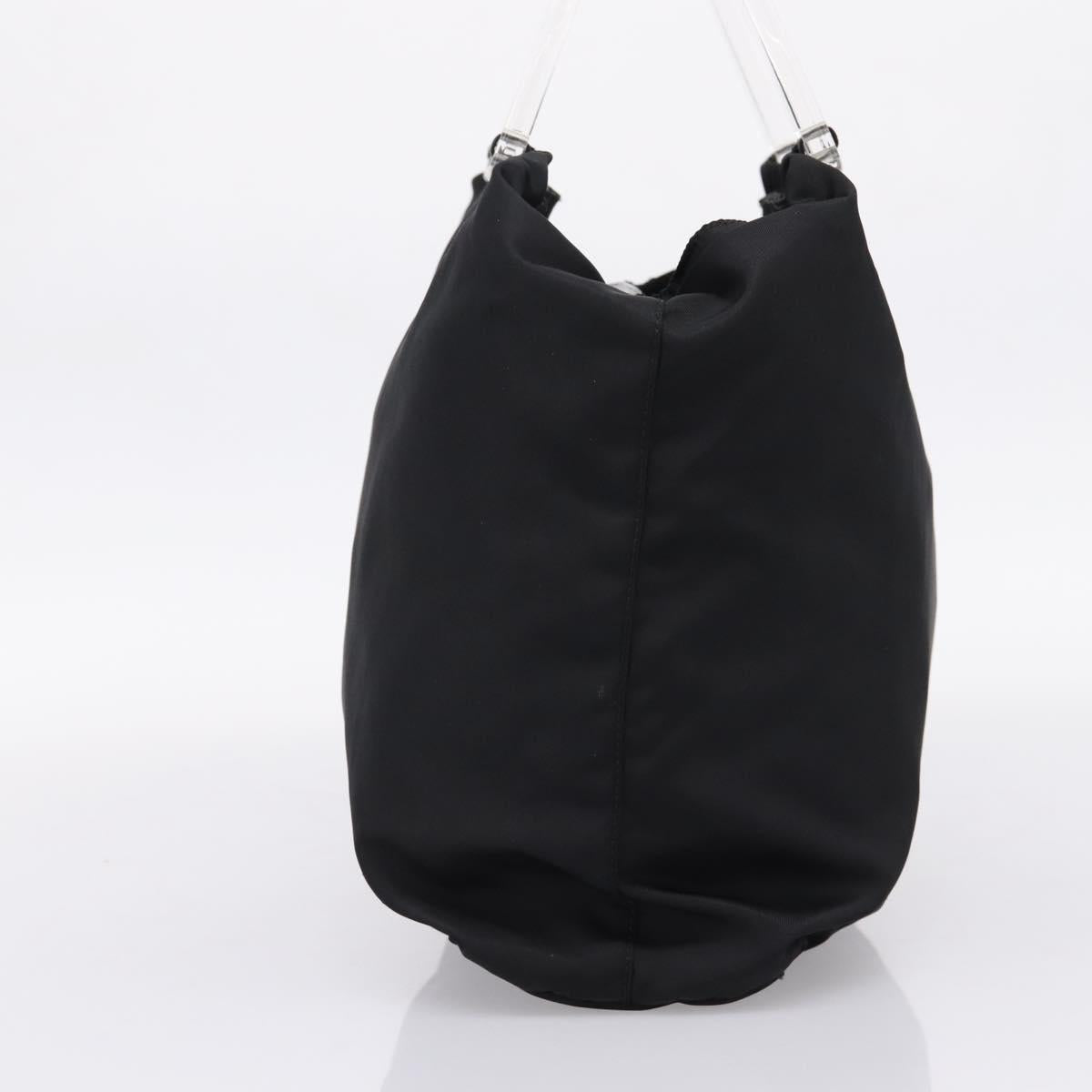 PRADA Hand Bag Nylon Black Silver Auth 205057