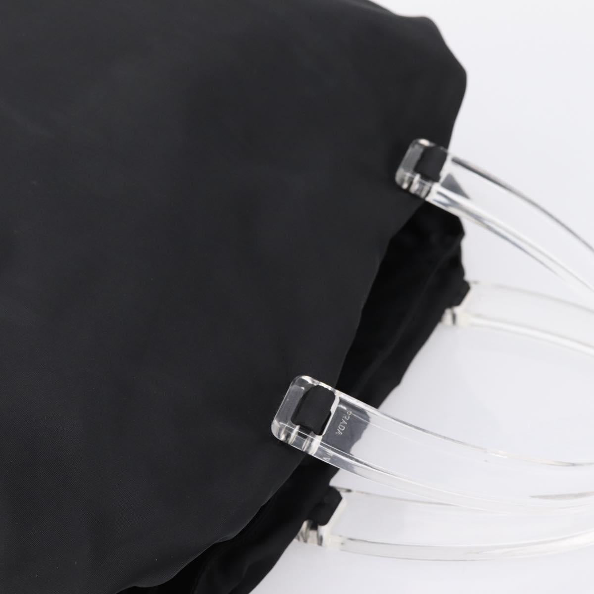 PRADA Hand Bag Nylon Black Silver Auth 205057