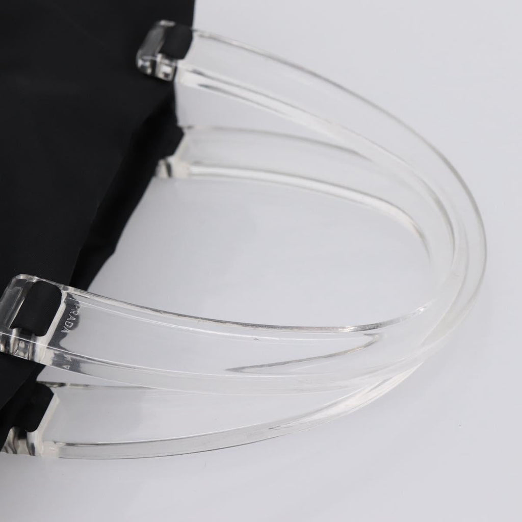 PRADA Hand Bag Nylon Black Silver Auth 205057