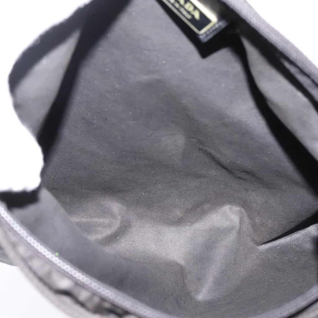 PRADA Shoulder Bag Nylon Black Silver Auth 205200