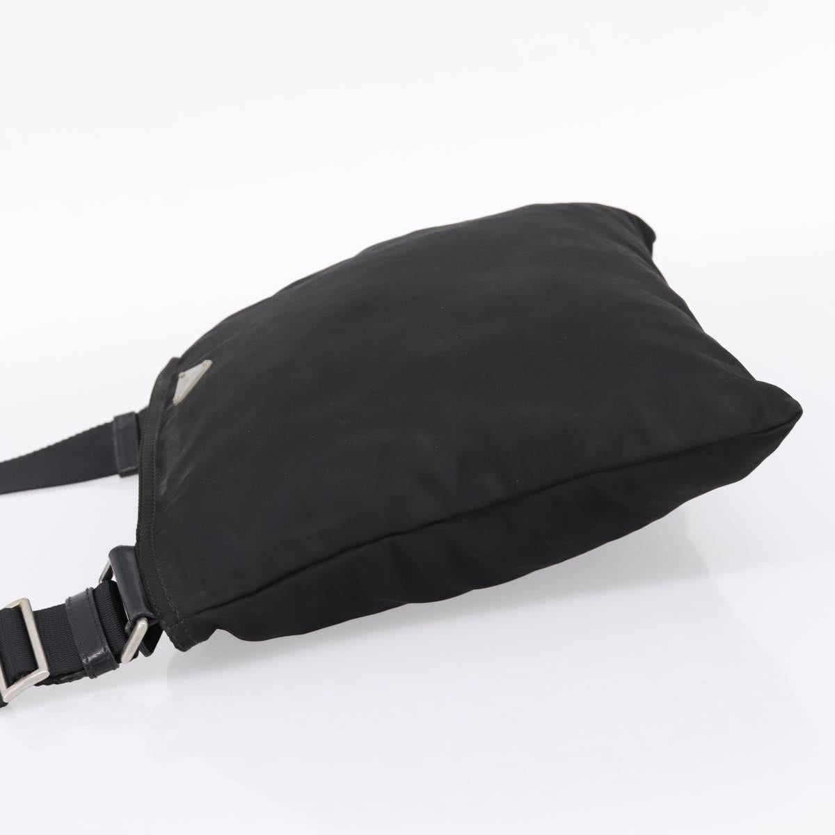 PRADA Shoulder Bag Nylon Black Silver Auth 205200