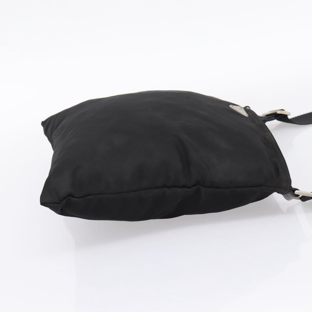 PRADA Shoulder Bag Nylon Black Silver Auth 205200