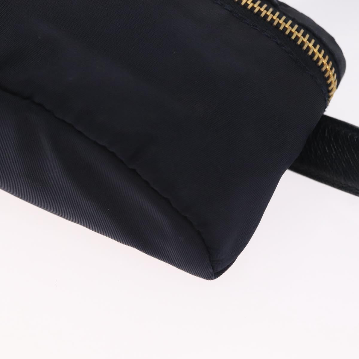 PRADA Waist bag Nylon Navy Gold Auth 205227
