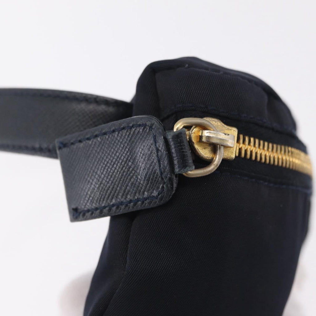 PRADA Waist bag Nylon Navy Gold Auth 205227