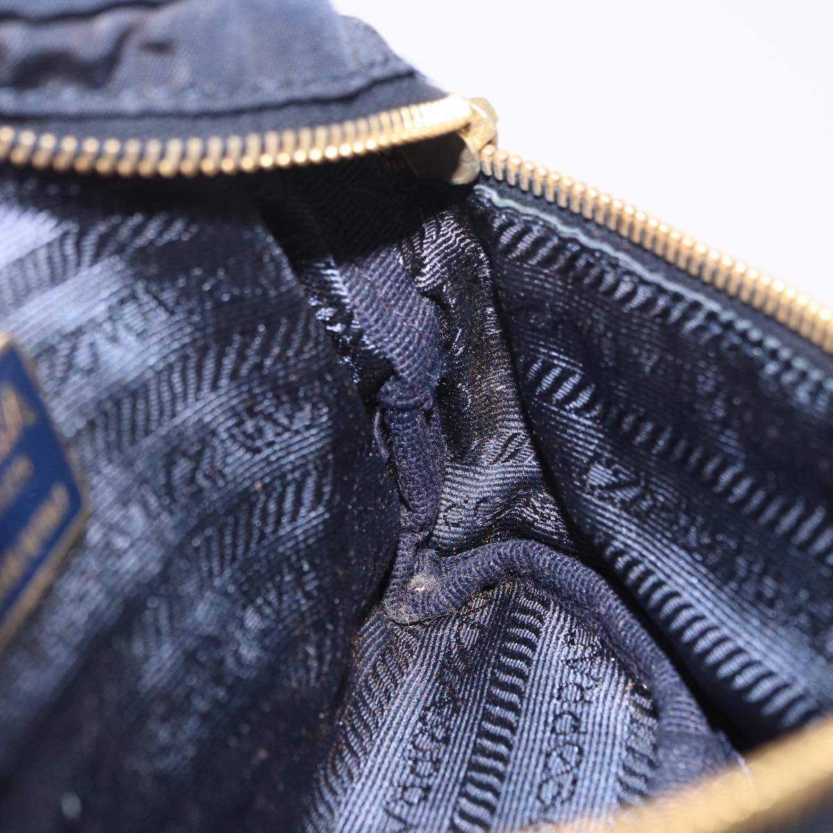 PRADA Waist bag Nylon Navy Gold Auth 205227