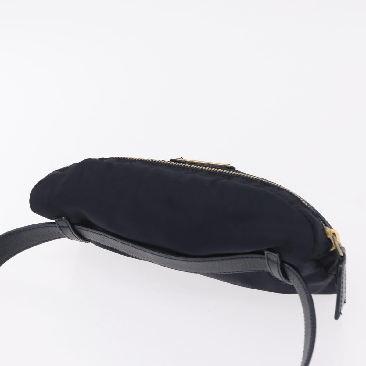 PRADA Waist bag Nylon Navy Gold Auth 205227