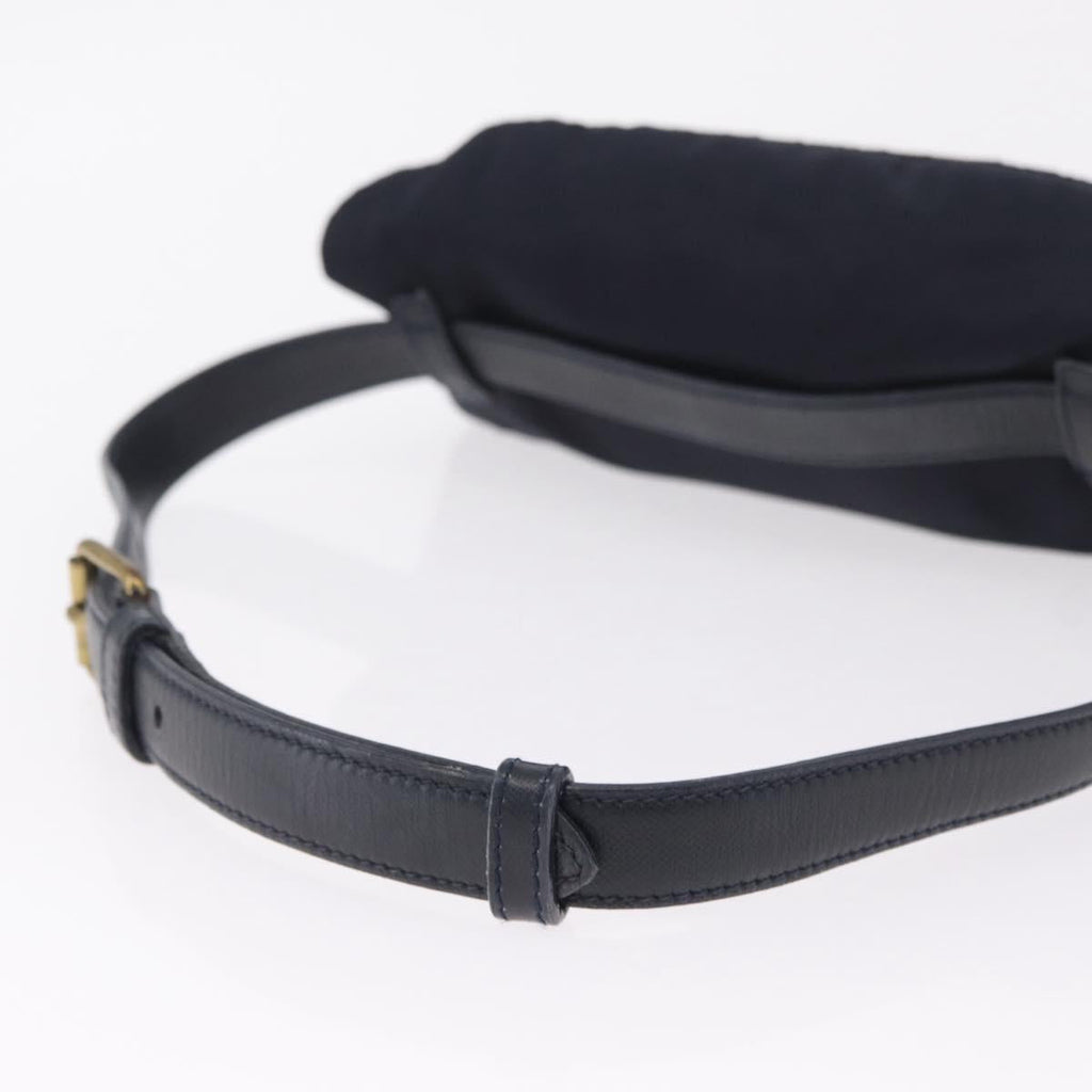 PRADA Waist bag Nylon Navy Gold Auth 205227