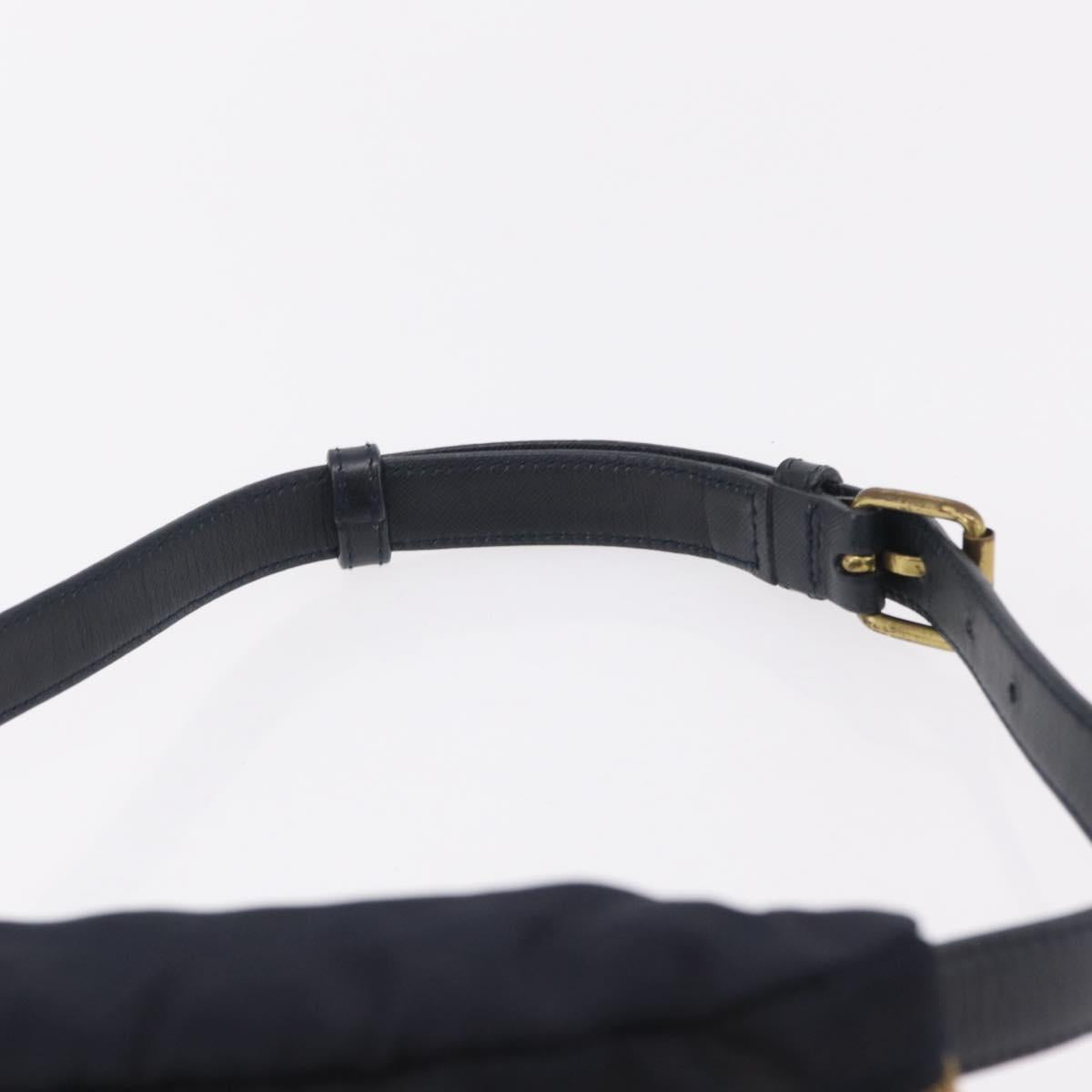 PRADA Waist bag Nylon Navy Gold Auth 205227