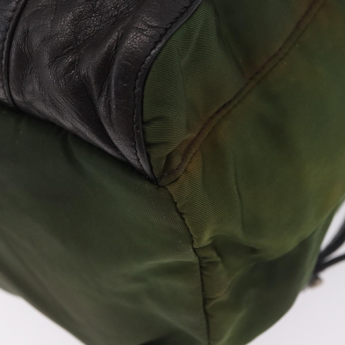 PRADA Backpack Nylon Green Silver Auth 205236