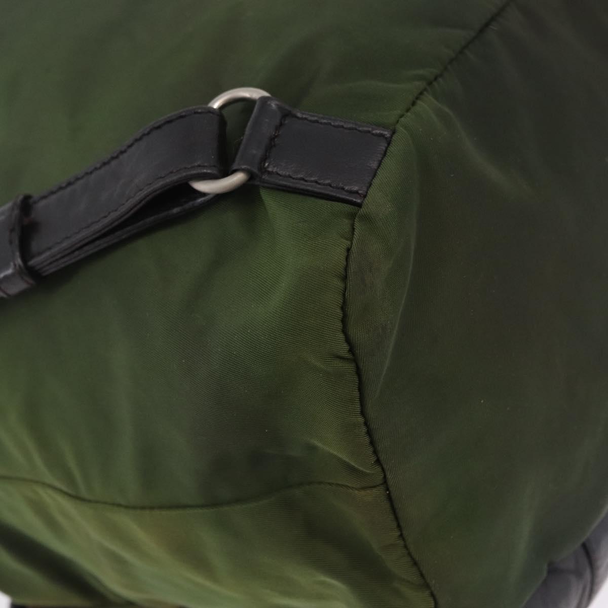 PRADA Backpack Nylon Green Silver Auth 205236