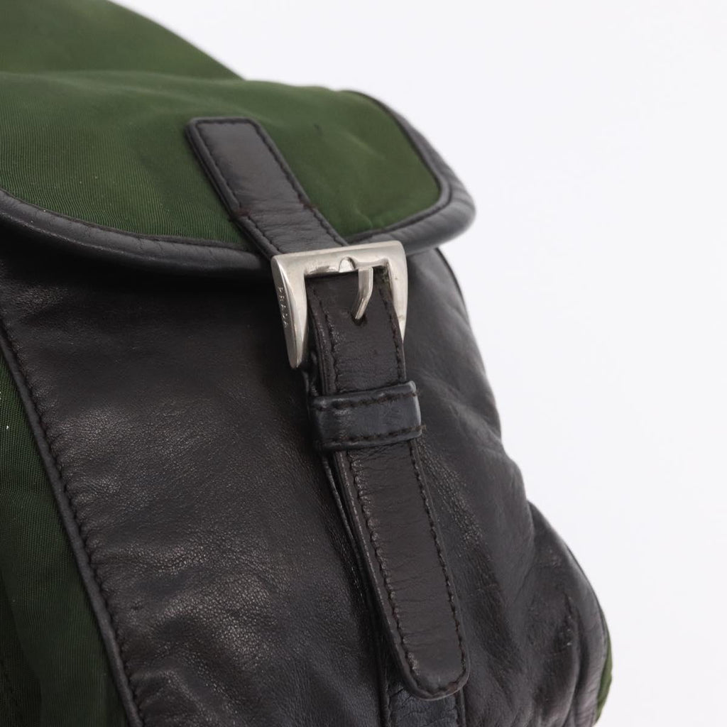 PRADA Backpack Nylon Green Silver Auth 205236