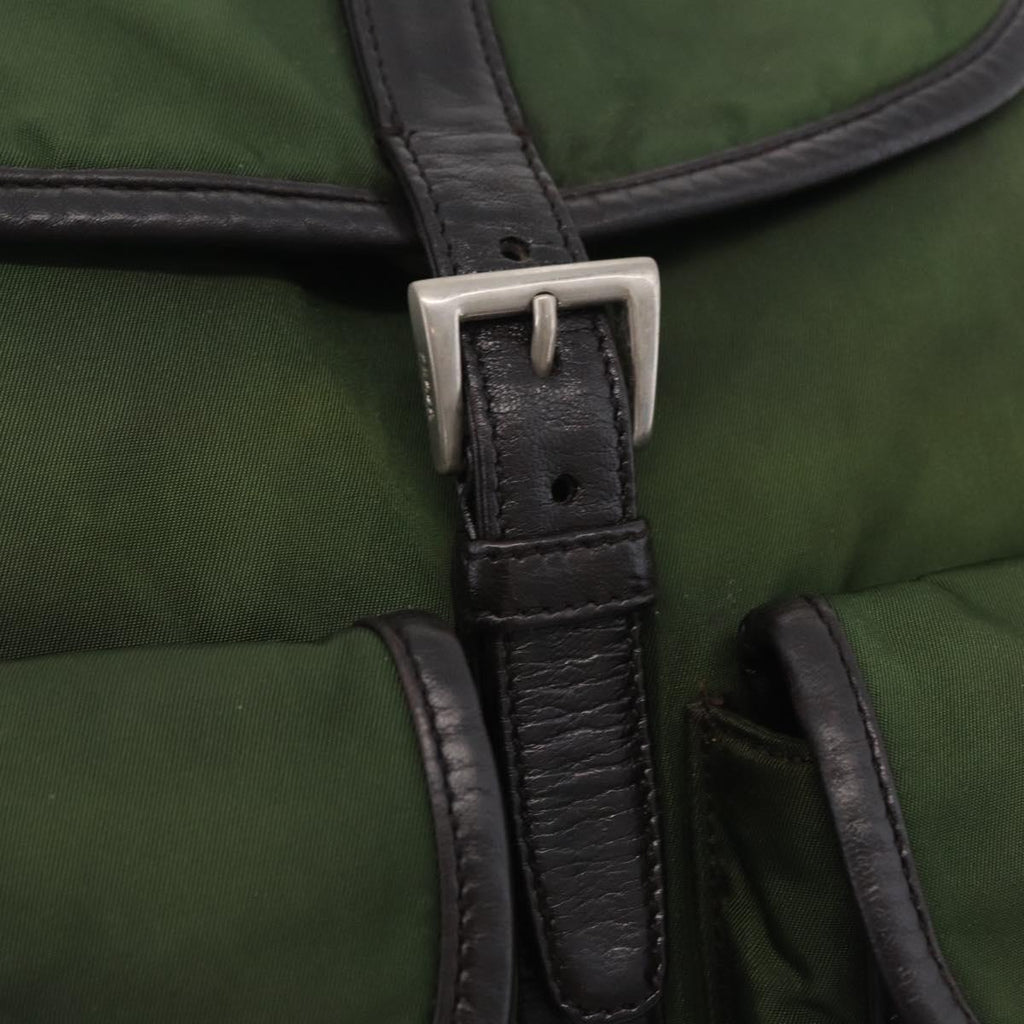 PRADA Backpack Nylon Green Silver Auth 205236