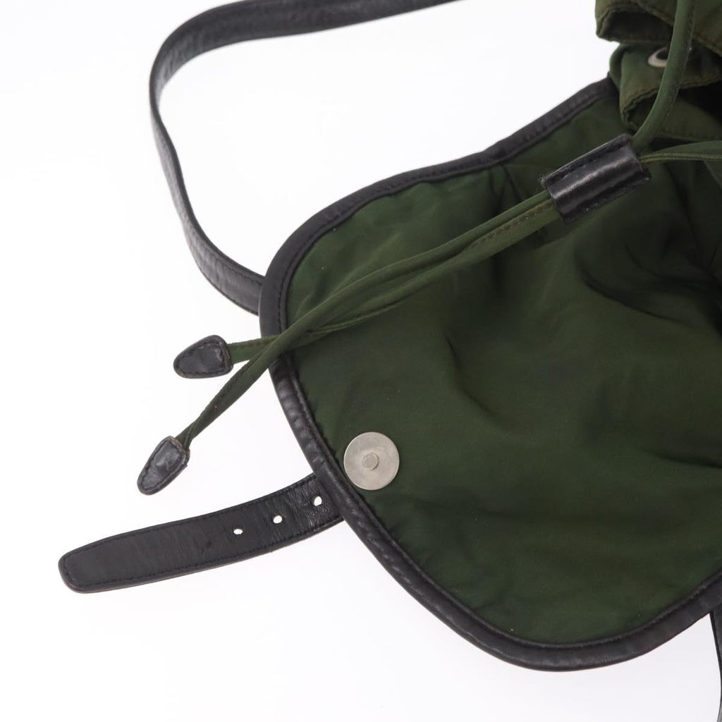 PRADA Backpack Nylon Green Silver Auth 205236