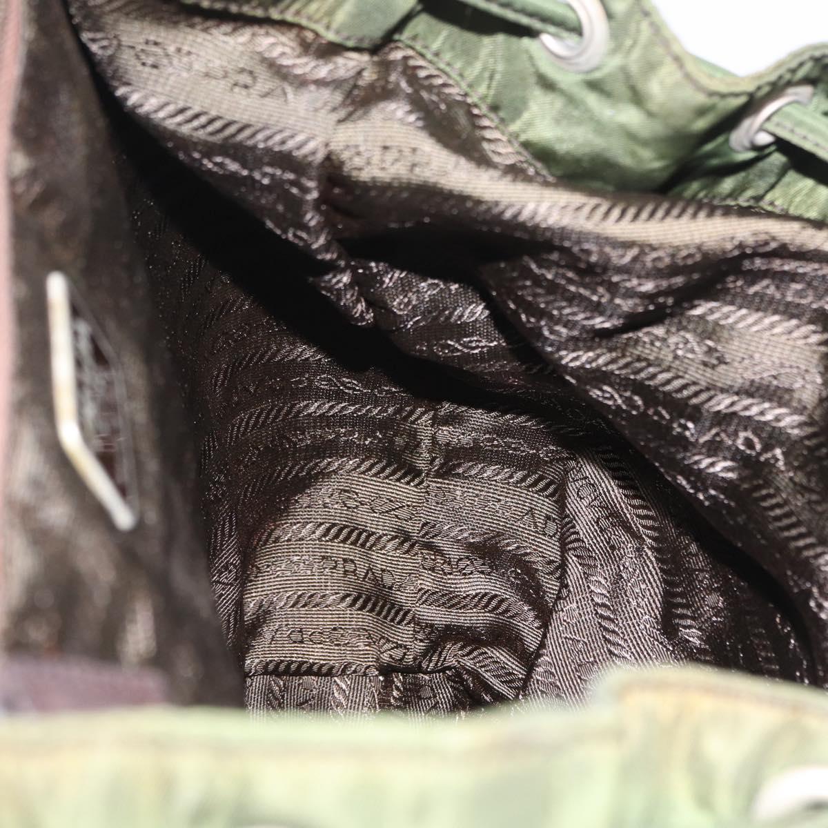 PRADA Backpack Nylon Green Silver Auth 205236