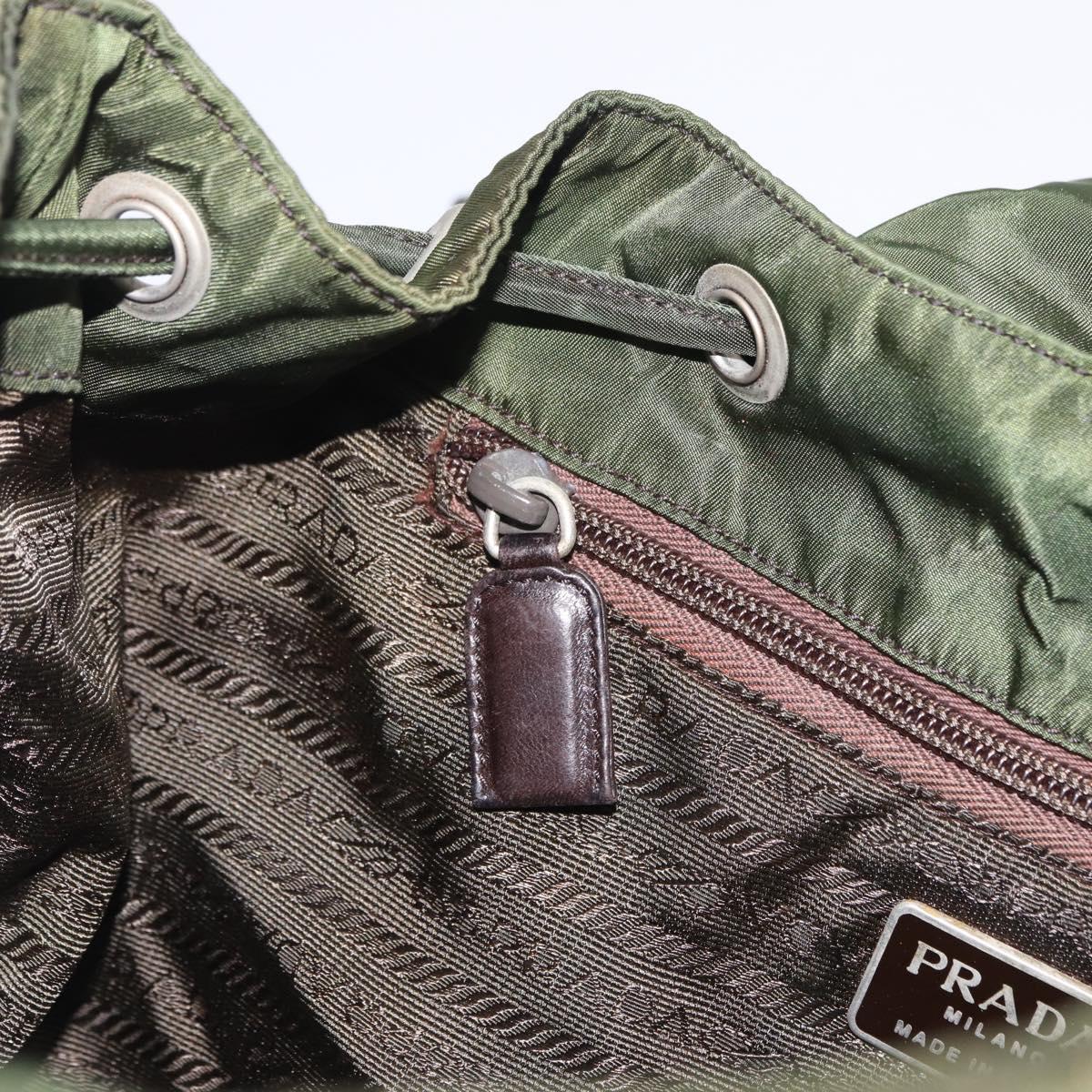 PRADA Backpack Nylon Green Silver Auth 205236