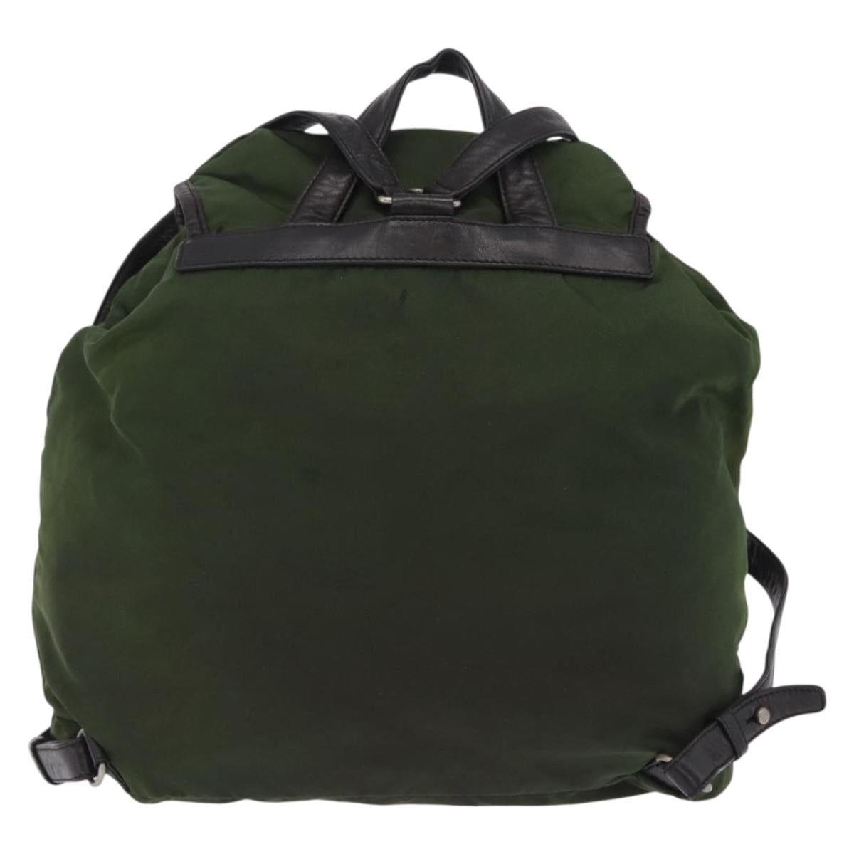 PRADA Backpack Nylon Green Silver Auth 205236