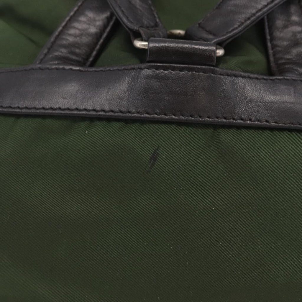 PRADA Backpack Nylon Green Silver Auth 205236