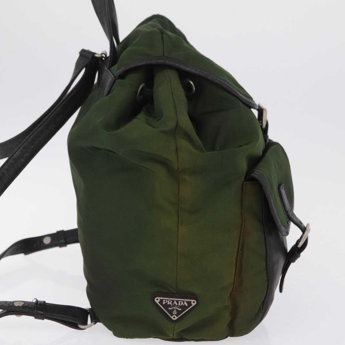 PRADA Backpack Nylon Green Silver Auth 205236