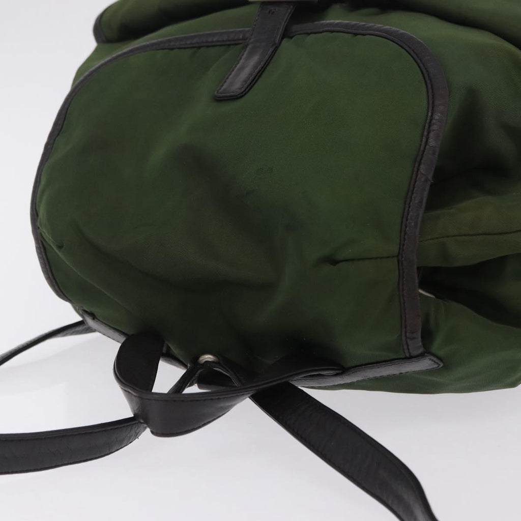 PRADA Backpack Nylon Green Silver Auth 205236