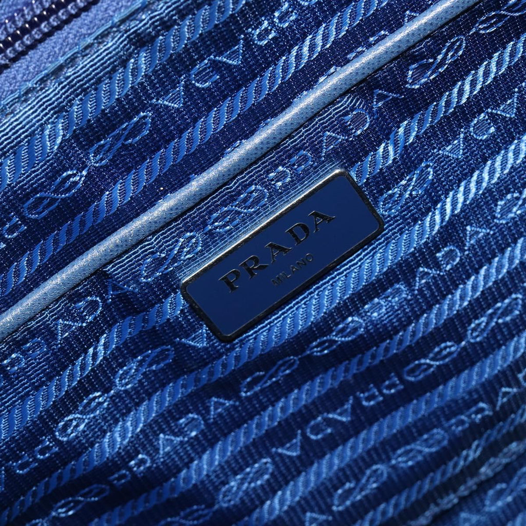 PRADA Backpack Nylon Blue Silver Auth 205419A