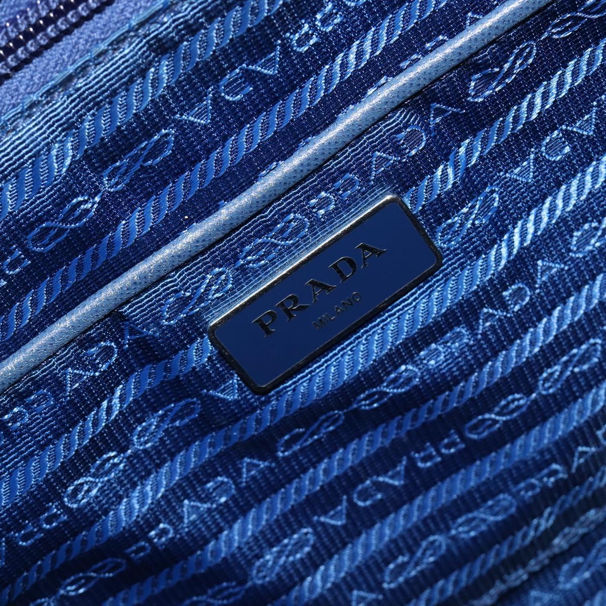 PRADA Backpack Nylon Blue Silver Auth 205419A