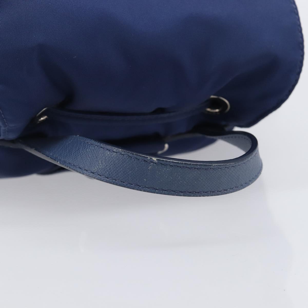 PRADA Backpack Nylon Blue Silver Auth 205419A