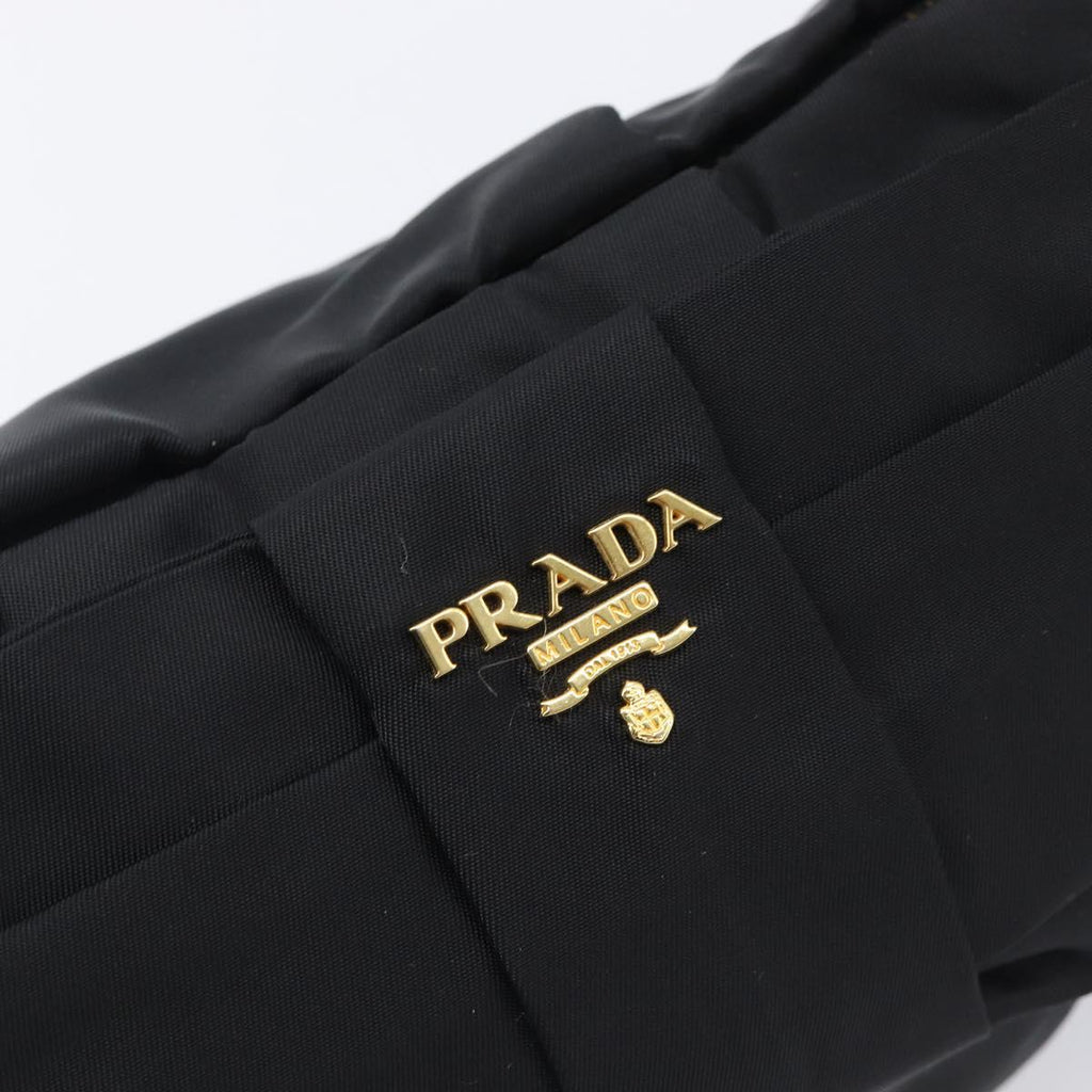 PRADA Pouch Nylon Black Gold Auth 205459V