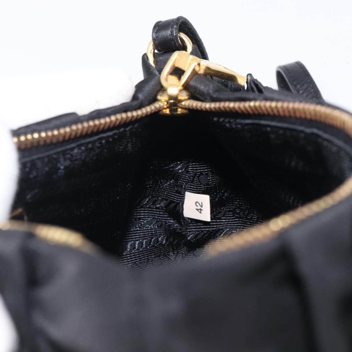 PRADA Pouch Nylon Black Gold Auth 205459V