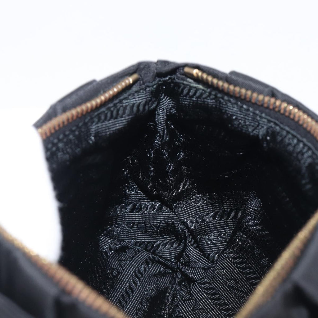 PRADA Pouch Nylon Black Gold Auth 205459V