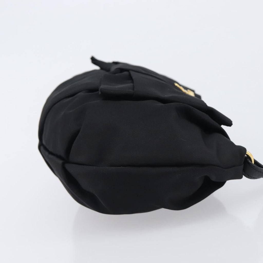 PRADA Pouch Nylon Black Gold Auth 205459V