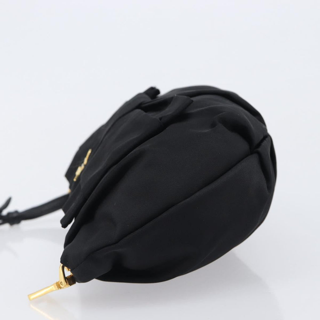 PRADA Pouch Nylon Black Gold Auth 205459V