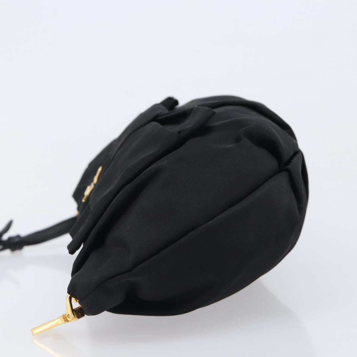 PRADA Pouch Nylon Black Gold Auth 205459V