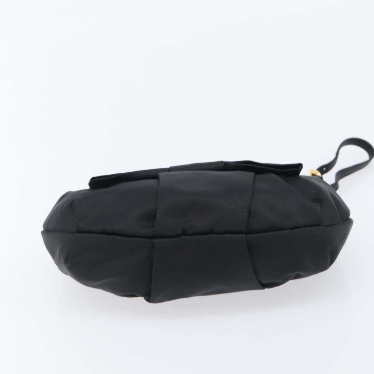 PRADA Pouch Nylon Black Gold Auth 205459V