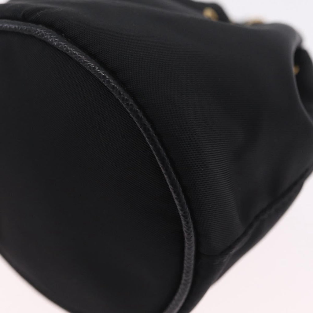 PRADA Pouch Nylon Black Gold Auth 205862M