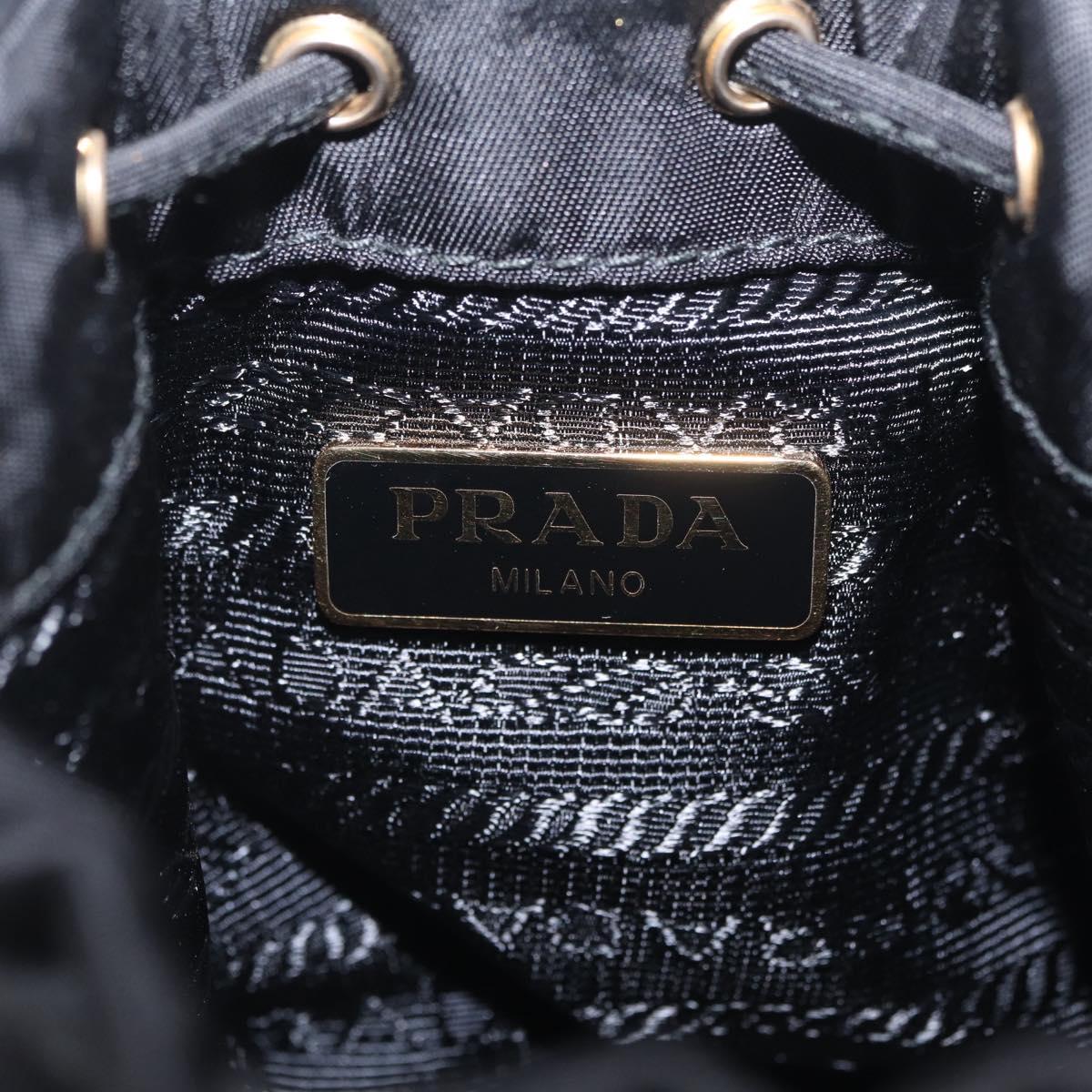 PRADA Pouch Nylon Black Gold Auth 205862M