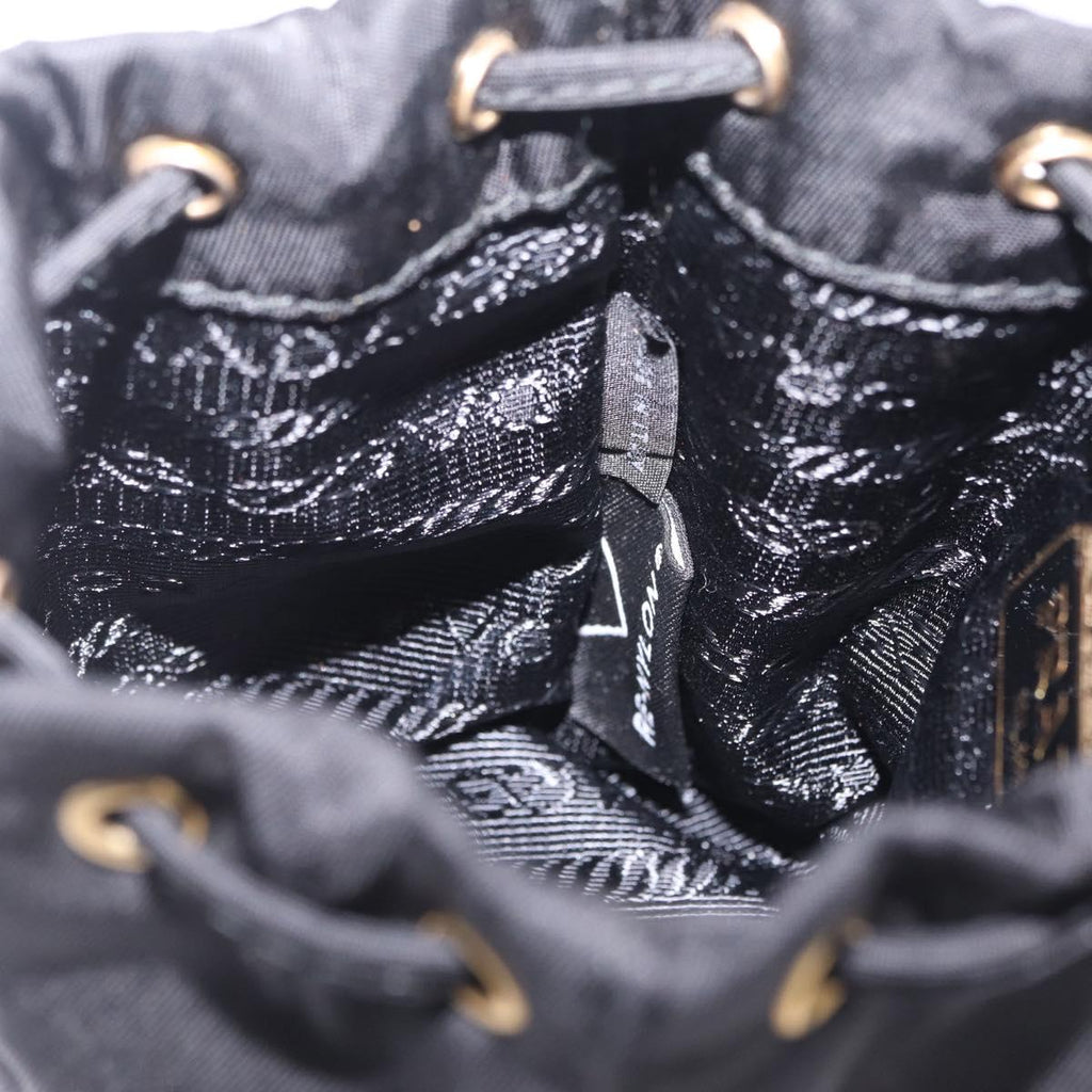 PRADA Pouch Nylon Black Gold Auth 205862M