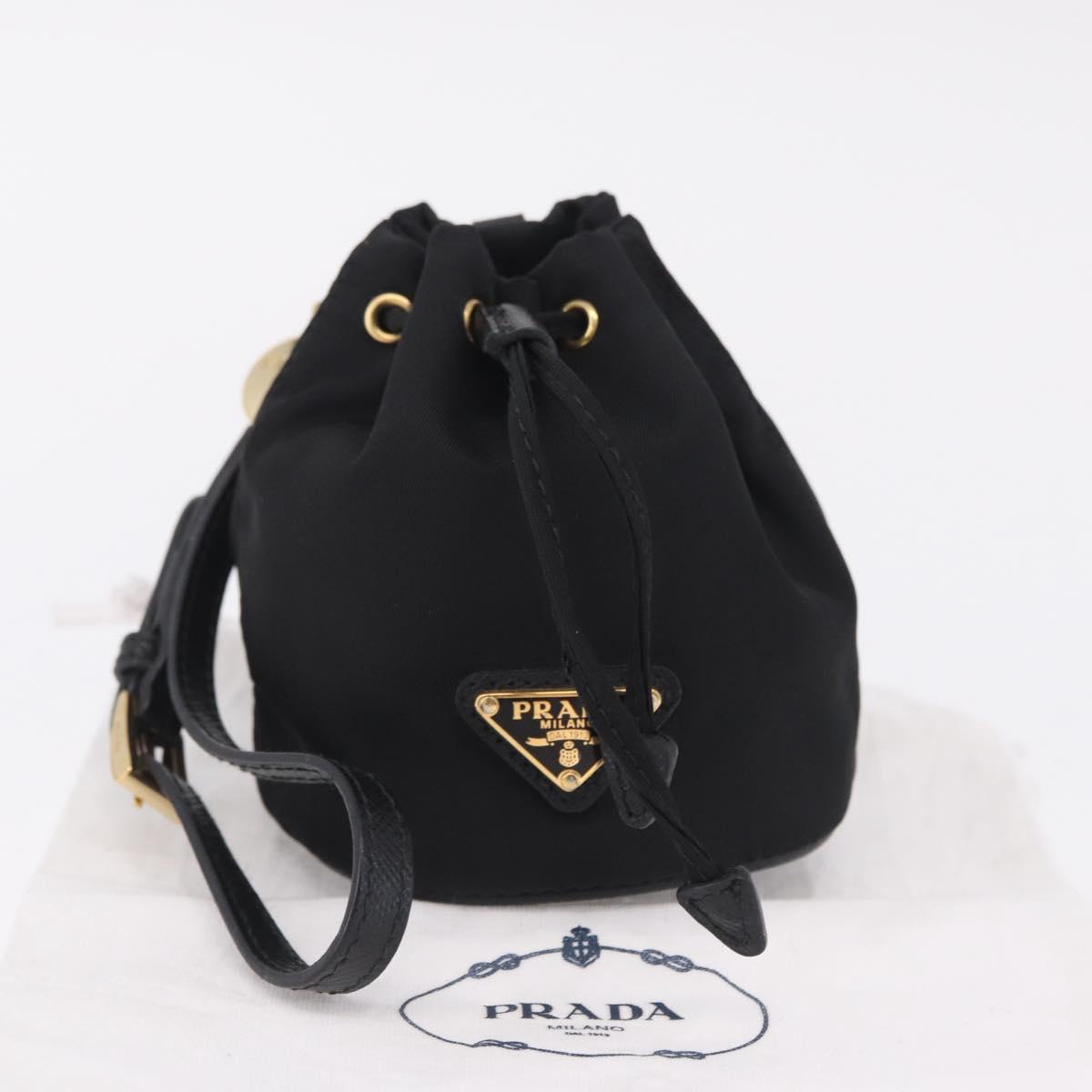 PRADA Pouch Nylon Black Gold Auth 205862M