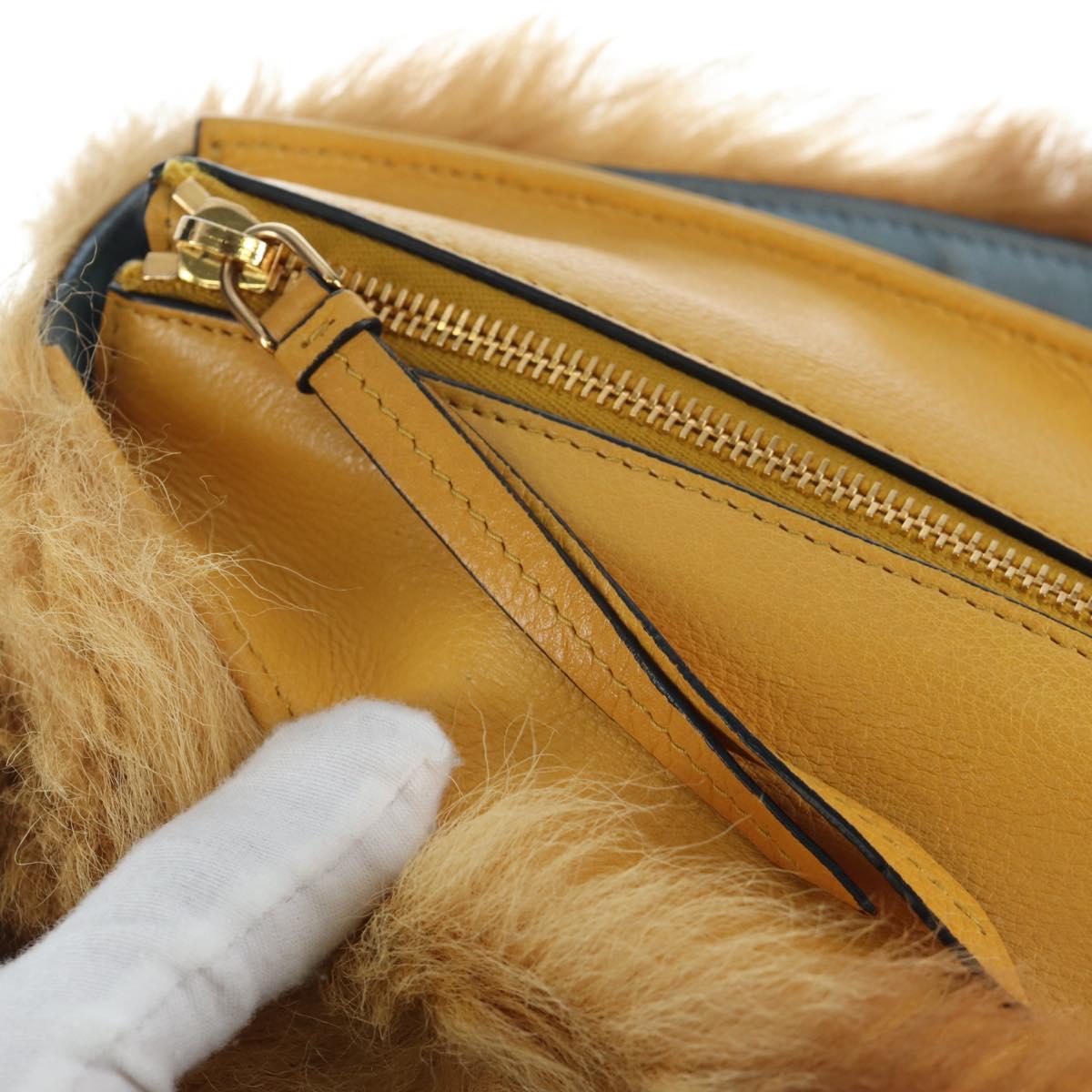 PRADA Shoulder Bag Fur 2way Yellow Gold Auth 205953M