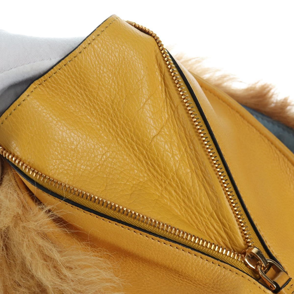 PRADA Shoulder Bag Fur 2way Yellow Gold Auth 205953M
